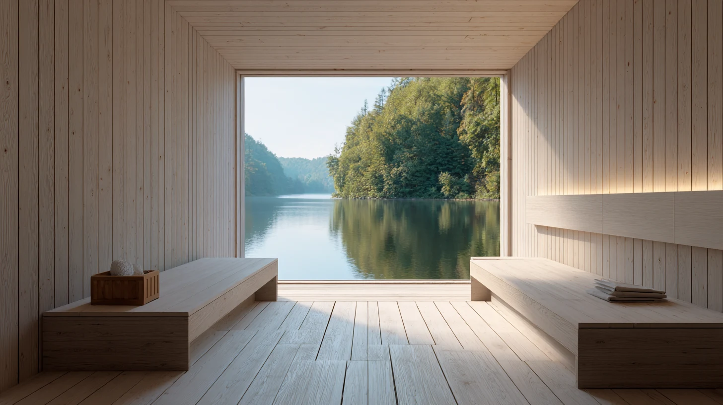호수 위에 떠 있는 사우나