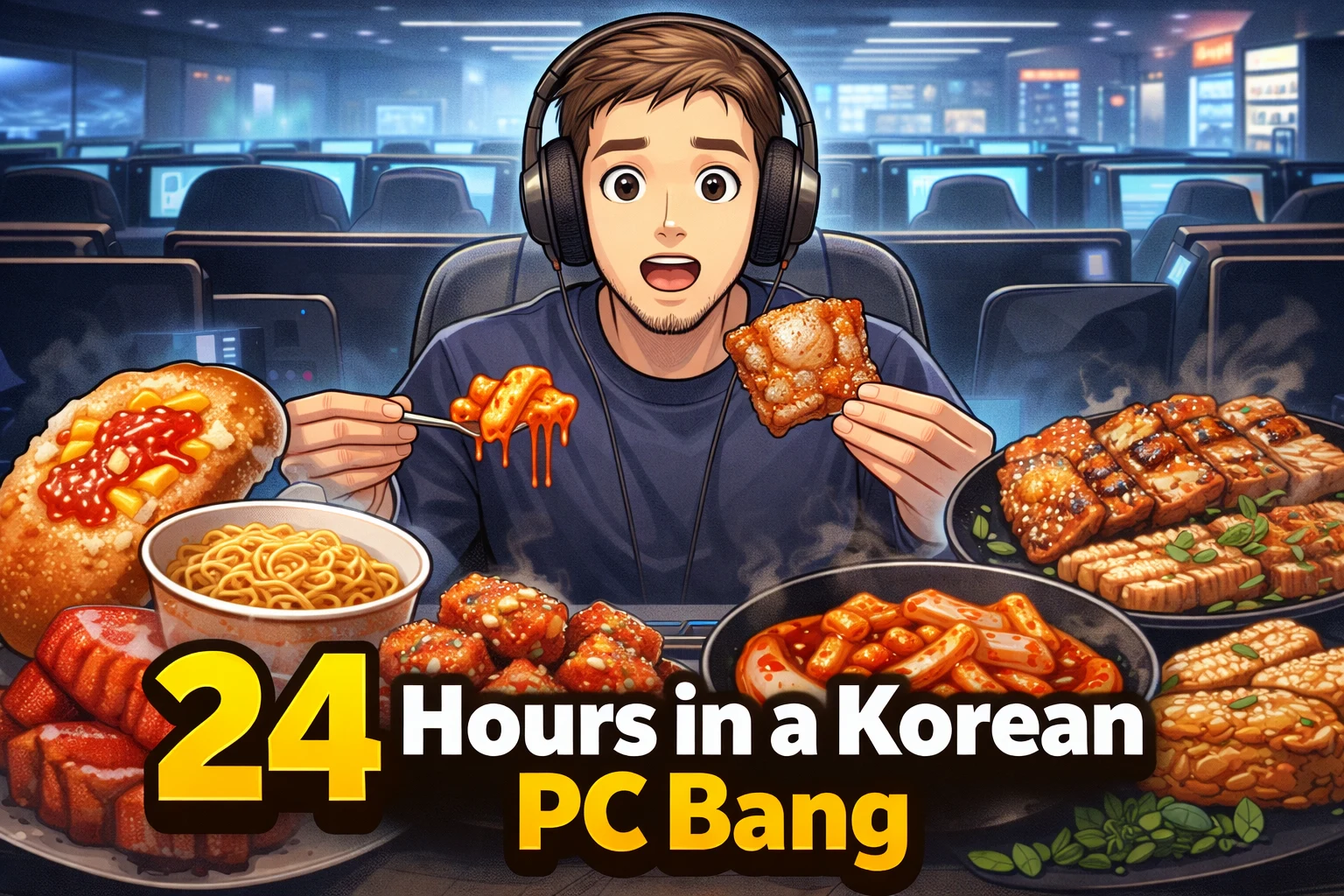 24 Hours in a Korean PC Bang (Food Only)