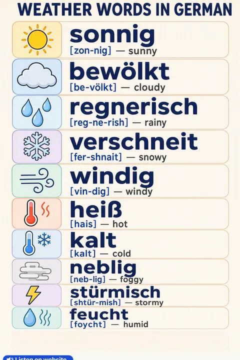 Weather in German vocabulary chart