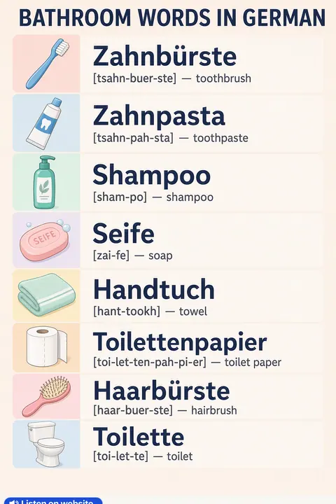 Bathroom in German vocabulary chart