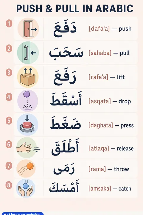 Push & pull in Arabic vocabulary chart