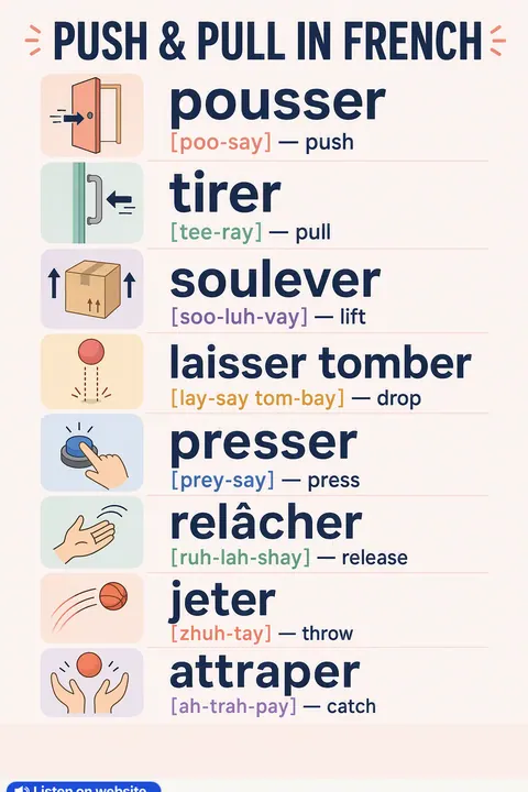 Push & pull in French vocabulary chart