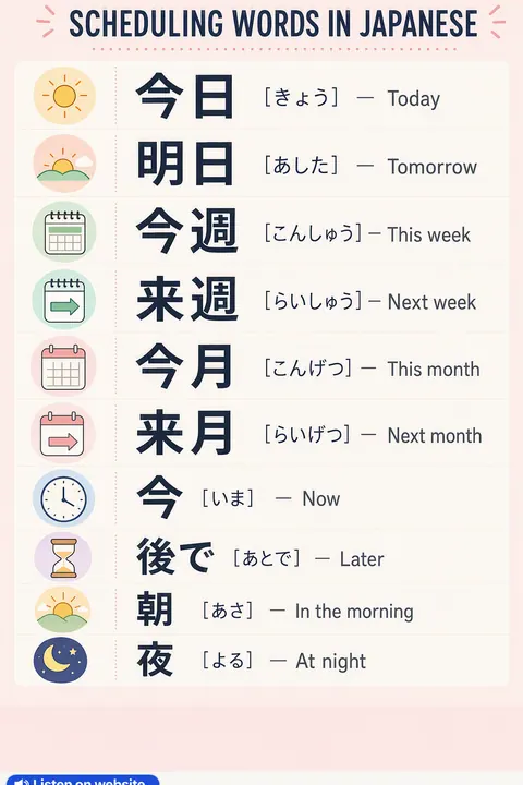 Scheduling in Japanese vocabulary chart