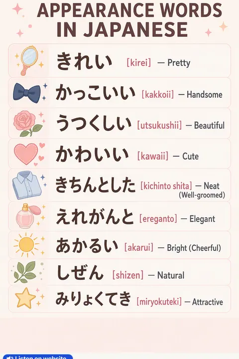 Appearance in Japanese vocabulary chart