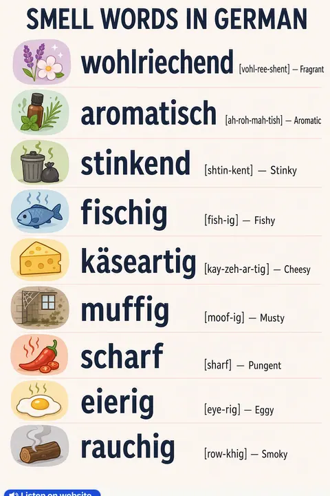 Smell in German vocabulary chart