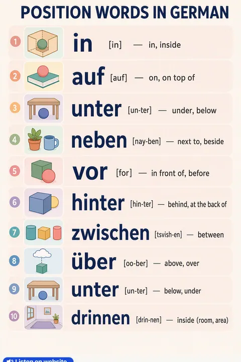 Position in German vocabulary chart