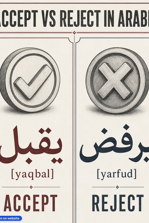 Accept vs Reject in Arabic vocabulary chart