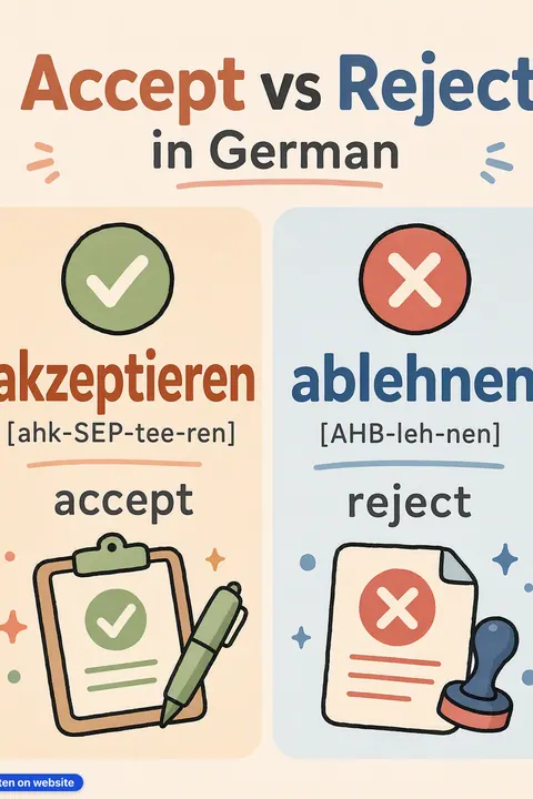 Accept vs Reject in German vocabulary chart