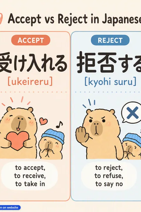Accept vs Reject in Japanese vocabulary chart