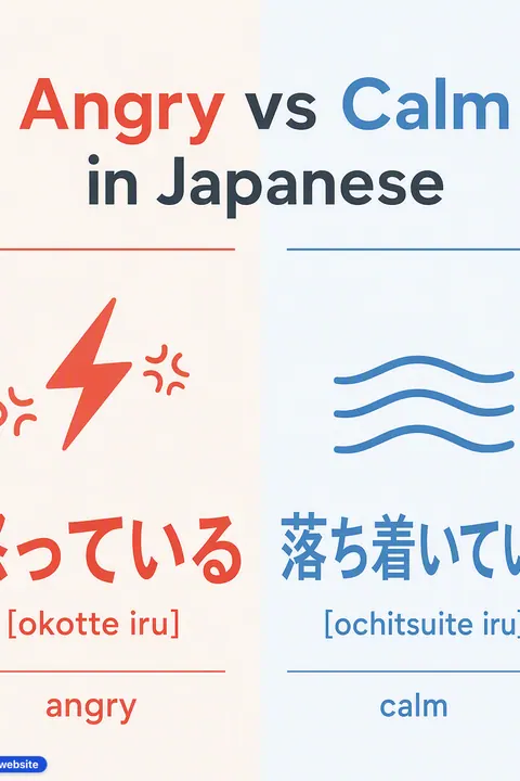 Angry vs Calm in Japanese vocabulary chart