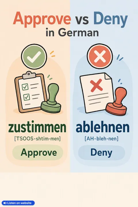 Approve vs Deny in German vocabulary chart