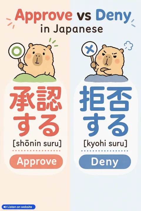 Approve vs Deny in Japanese vocabulary chart