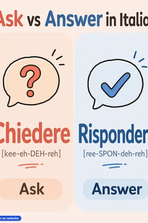 Ask vs Answer in Italian vocabulary chart