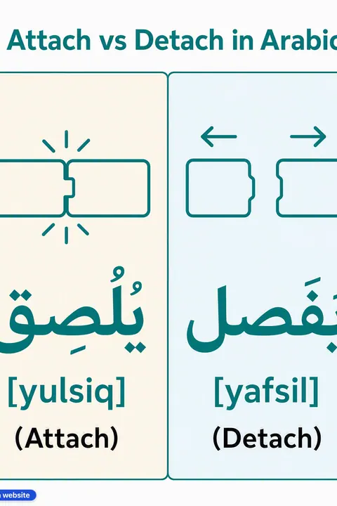 Attach vs Detach in Arabic vocabulary chart