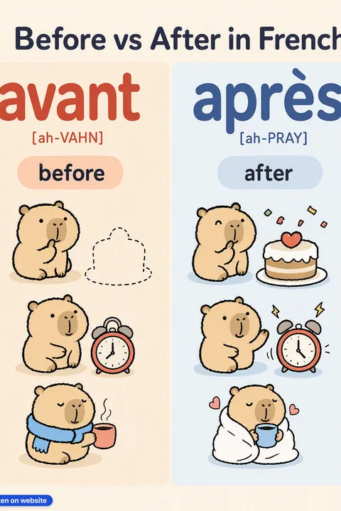 Before vs After in French vocabulary chart