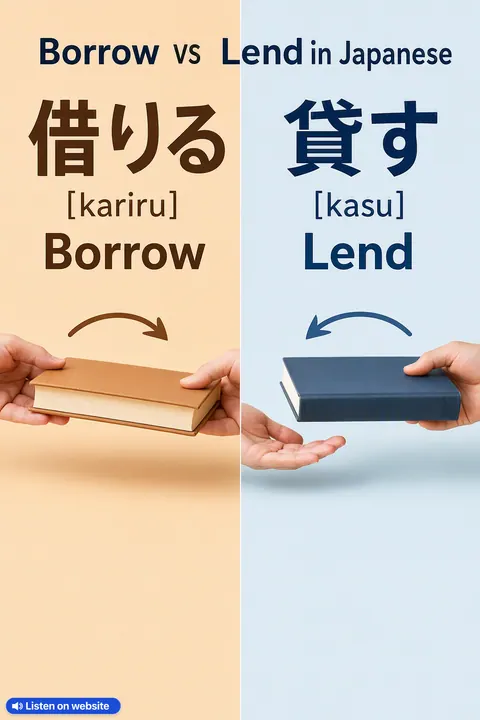 Borrow vs Lend in Japanese vocabulary chart
