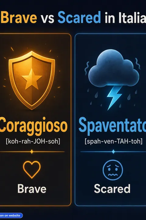 Brave vs Scared in Italian vocabulary chart
