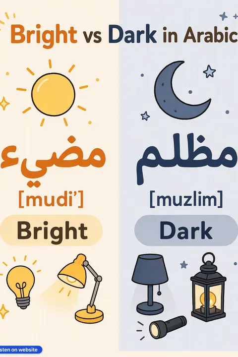 Bright vs Dark in Arabic vocabulary chart