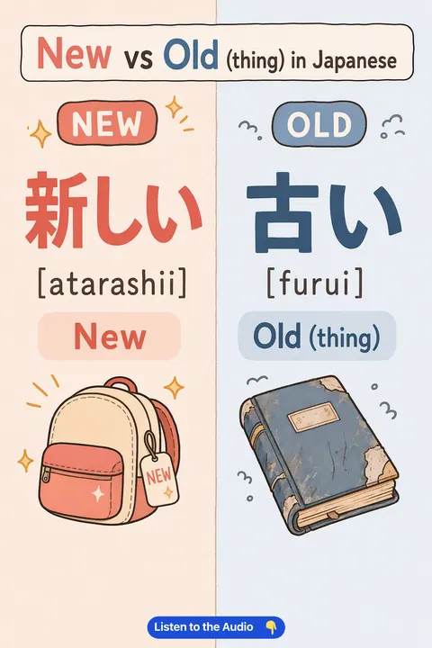 New vs Old (thing) in Japanese vocabulary chart