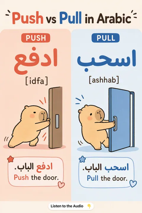 Push vs Pull in Arabic vocabulary chart