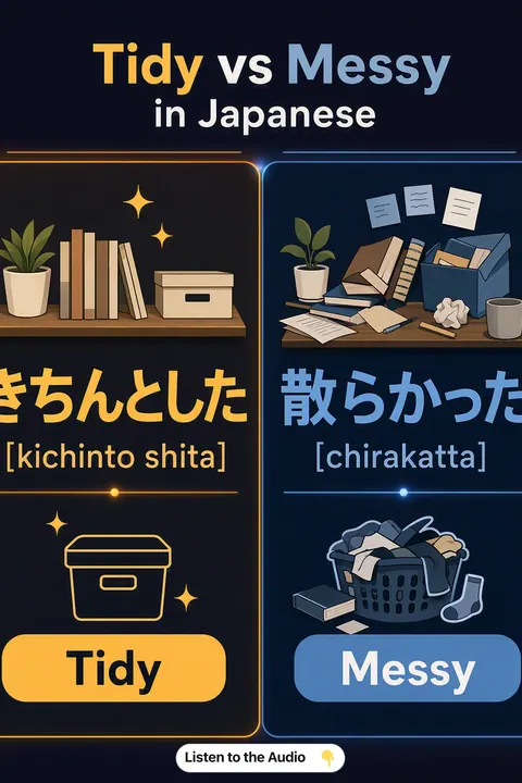 Tidy vs Messy in Japanese vocabulary chart