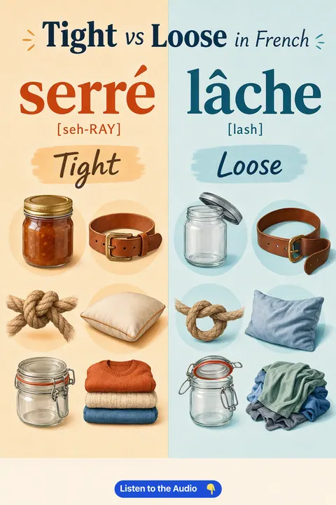 Tight vs Loose in French vocabulary chart