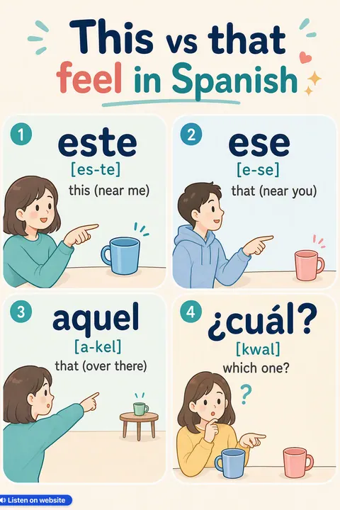 This vs that feel in Spanish vocabulary chart