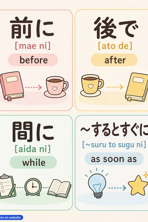 Before / after / while in Japanese vocabulary chart