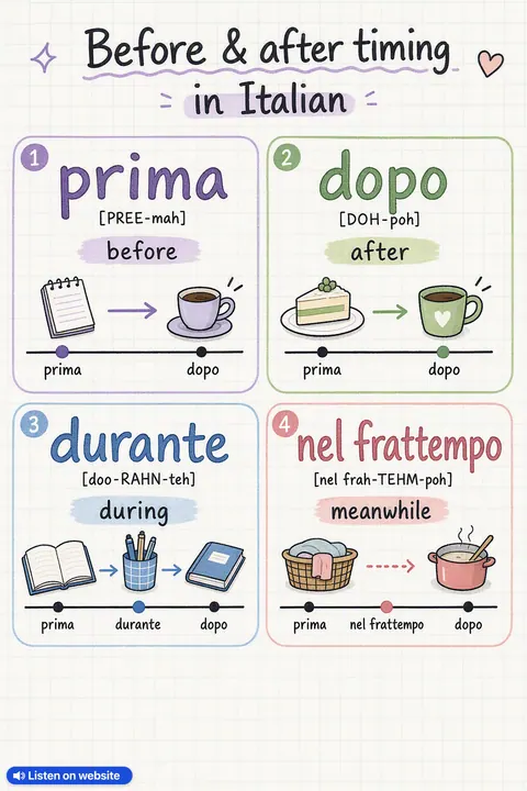 Before & after timing in Italian vocabulary chart