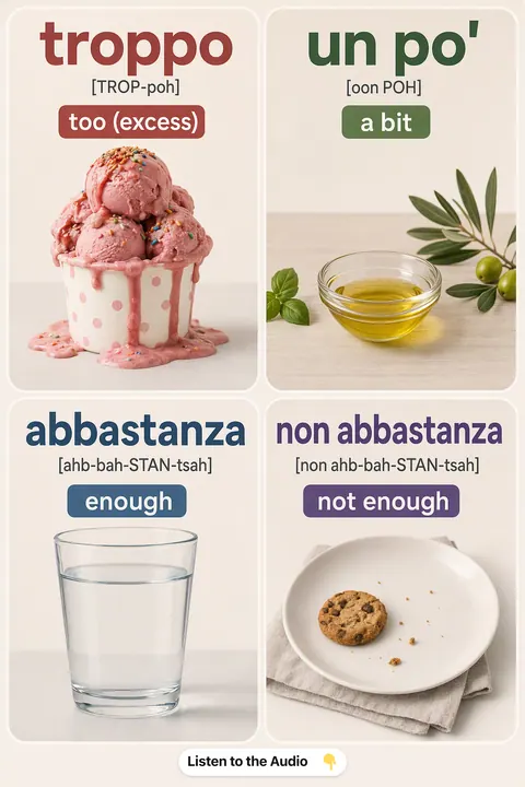 Too / enough in Italian vocabulary chart