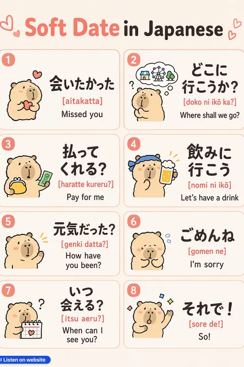 Soft Date in Japanese vocabulary chart