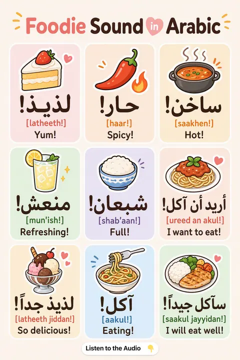 Foodie Sound in Arabic vocabulary chart