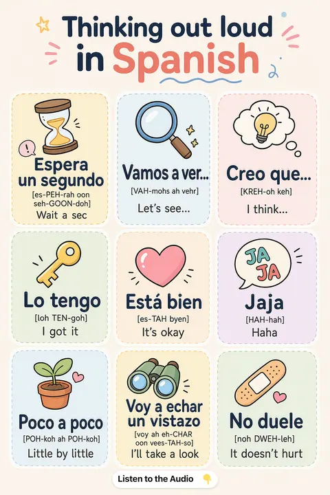 Thinking out loud in Spanish vocabulary chart