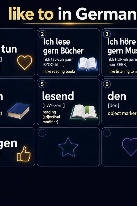 like to in German vocabulary chart