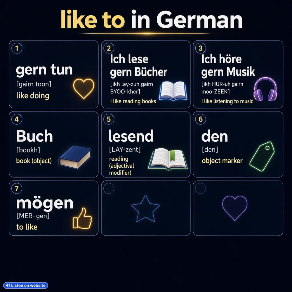 like to in German — vocabulary chart for English speakers