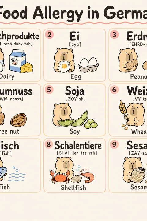 Food Allergy in German vocabulary chart