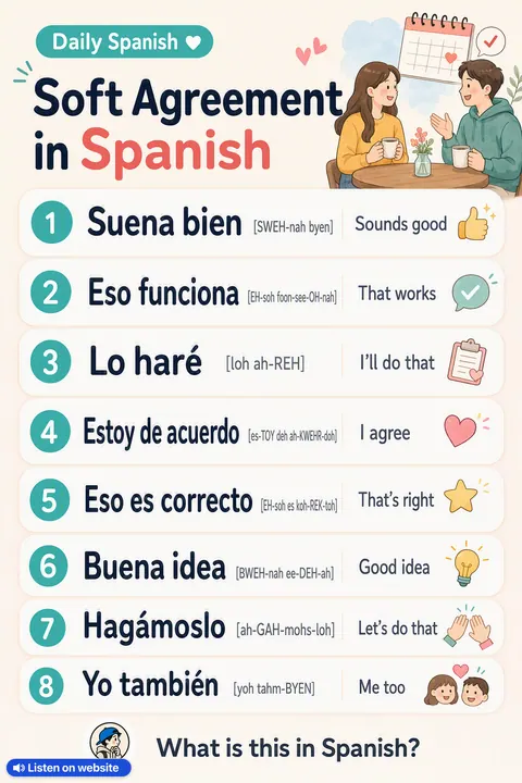 Soft Agreement in Spanish vocabulary chart