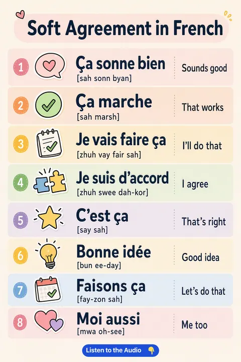 Soft Agreement in French vocabulary chart