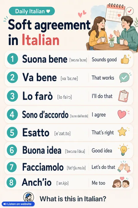 Soft Agreement in Italian vocabulary chart