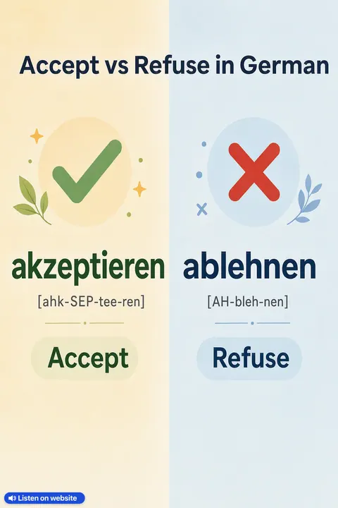 Accept vs Refuse in German vocabulary chart