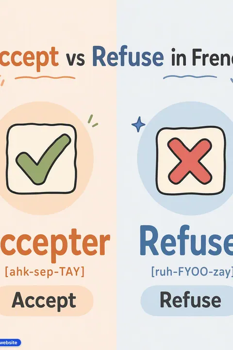 Accept vs Refuse in French vocabulary chart