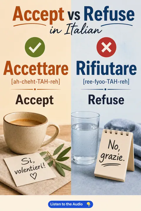 Accept vs Refuse in Italian vocabulary chart