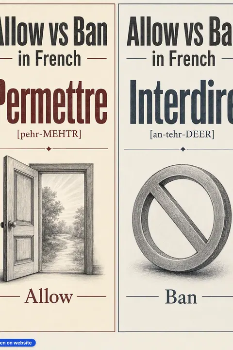 Allow vs Ban in French vocabulary chart