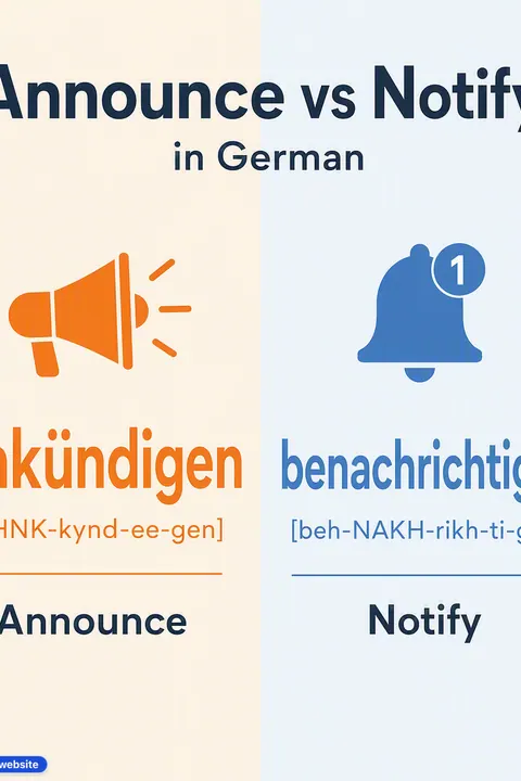 Announce vs Notify in German vocabulary chart