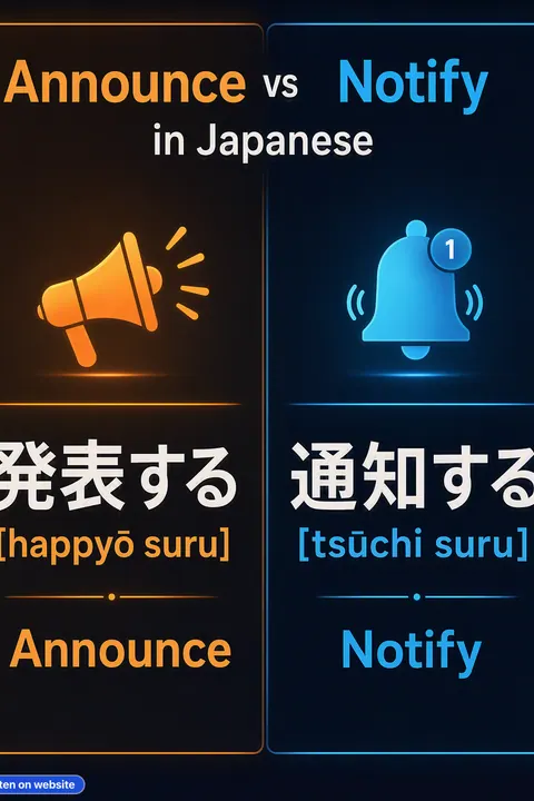 Announce vs Notify in Japanese vocabulary chart