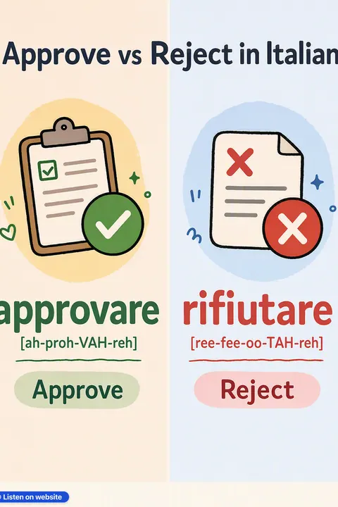 Approve vs Reject in Italian vocabulary chart