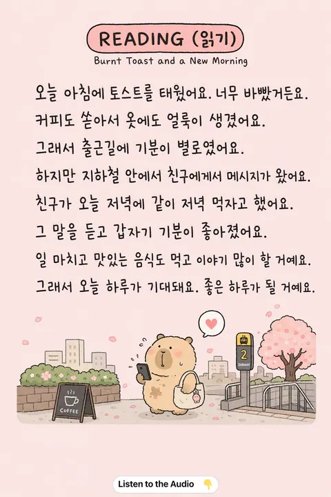 Burnt Toast and a New Morning in Korean vocabulary chart