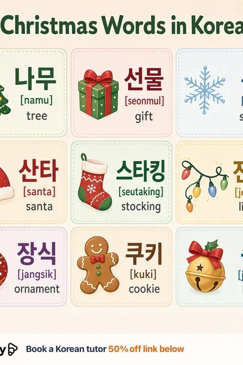 Christmas in Korean vocabulary chart