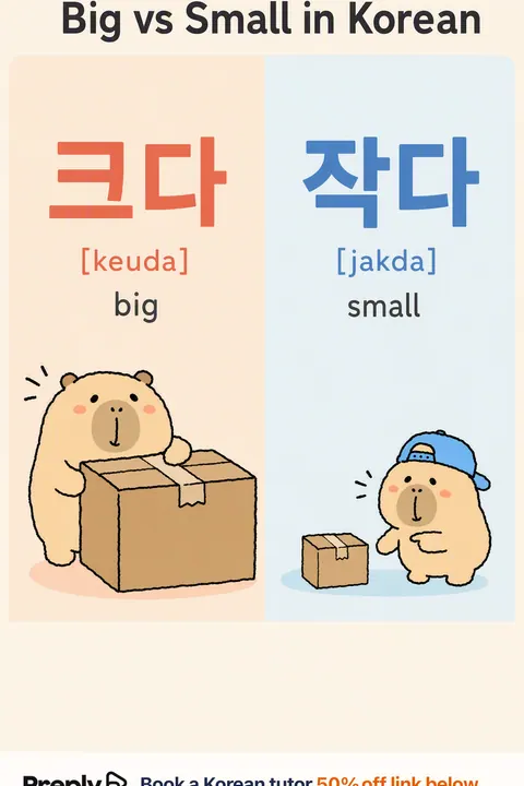 Big vs Small in Korean vocabulary chart