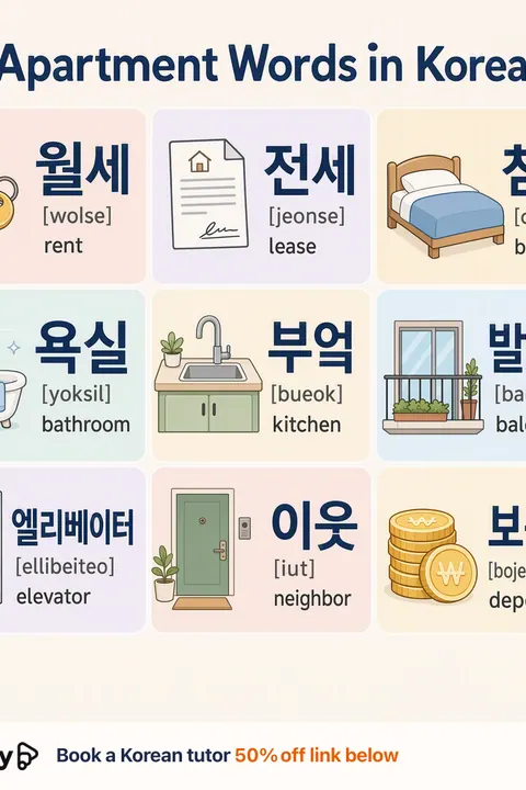 Apartment in Korean vocabulary chart